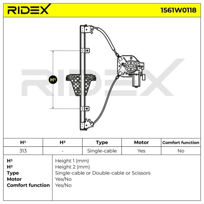 Podnośnik szyby RIDEX 1561W0118 1561W0118 - foto 5