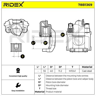 Zacisk Hamulcowy RIDEX 78B1369 78B1369 - foto 7