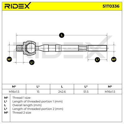 Drążek kierowniczy RIDEX 51T0336 51T0336 - foto 12