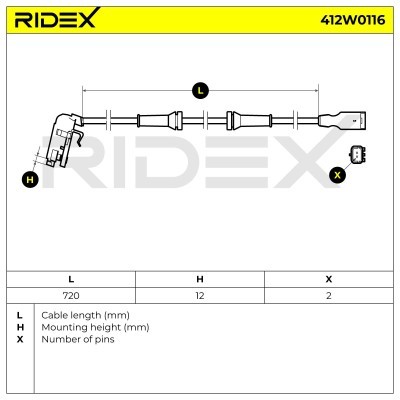 Czujnik ABS RIDEX 412W0116 412W0116 - foto 6