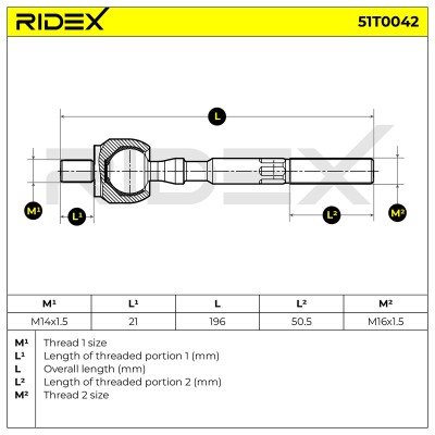 Drążek kierowniczy RIDEX 51T0042 51T0042 - foto 8