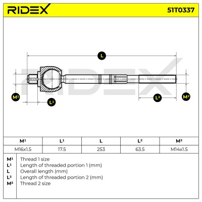 Drążek kierowniczy RIDEX 51T0337 51T0337 - foto 5
