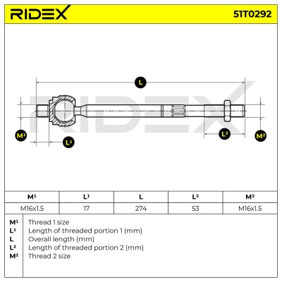 Drążek kierowniczy RIDEX 51T0292 51T0292 - foto 5