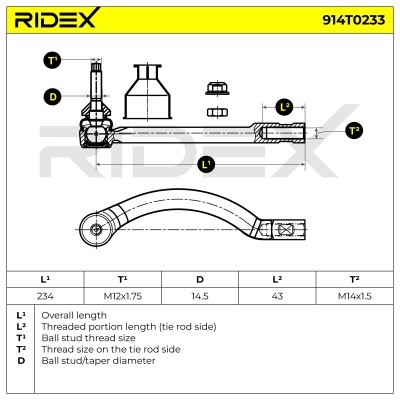 Końcówka drążka kierowniczego RIDEX 914T0233 914T0233 - foto 7