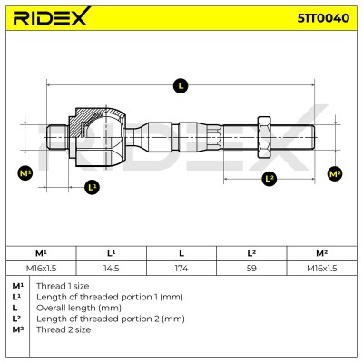 Drążek kierowniczy RIDEX 51T0040 51T0040 - foto 6