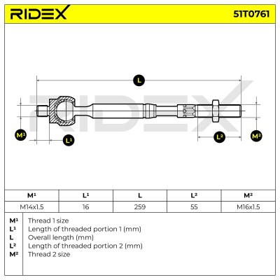 Drążek kierowniczy RIDEX 51T0761 51T0761 - foto 5