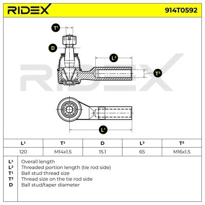 Końcówka drążka kierowniczego RIDEX 914T0592 914T0592 - foto 6