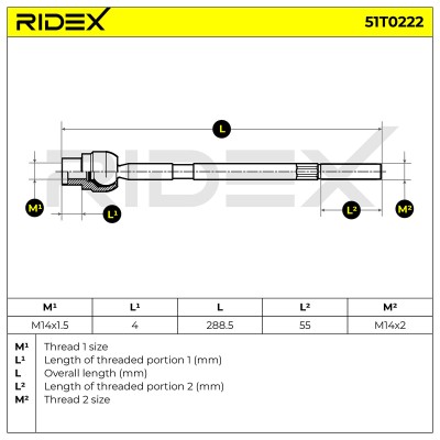 Drążek kierowniczy RIDEX 51T0222 51T0222 - foto 5