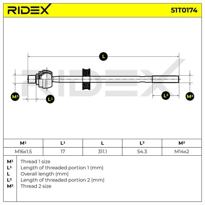 Drążek kierowniczy RIDEX 51T0174 51T0174 - foto 7