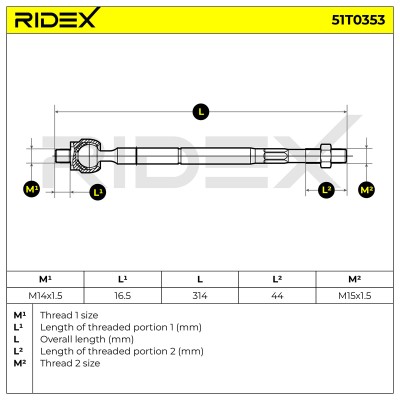 Drążek kierowniczy RIDEX 51T0353 51T0353 - foto 6
