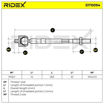 Drążek kierowniczy RIDEX 51T0094 51T0094 - foto 5