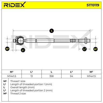 Drążek kierowniczy RIDEX 51T0119 51T0119 - foto 5