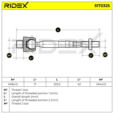 Drążek kierowniczy RIDEX 51T0325 51T0325 - foto 6