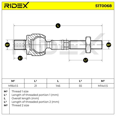 Drążek kierowniczy RIDEX 51T0068 51T0068 - foto 6