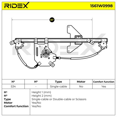 Podnośnik szyby RIDEX 1561W0998 1561W0998 - foto 6