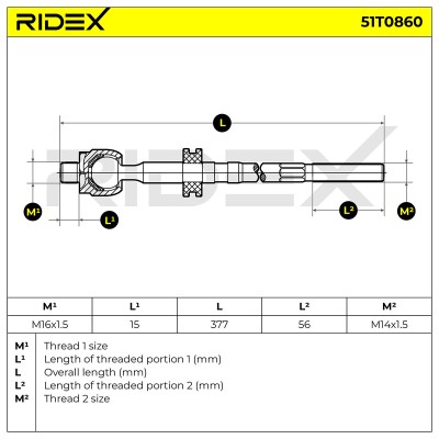 Drążek kierowniczy RIDEX 51T0860 51T0860 - foto 5