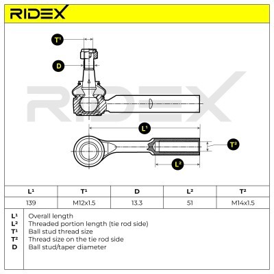 Końcówka drążka kierowniczego RIDEX 914T0089 914T0089 - foto 5