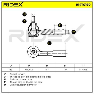 Końcówka drążka kierowniczego RIDEX 914T0190 914T0190 - foto 4