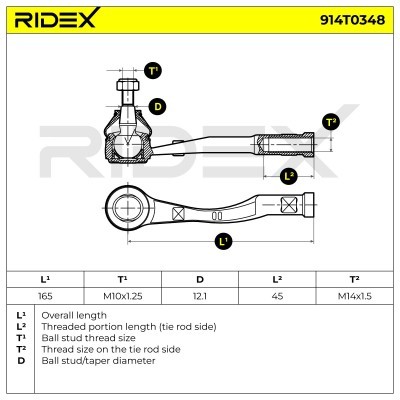 Końcówka drążka kierowniczego RIDEX 914T0348 914T0348 - foto 5