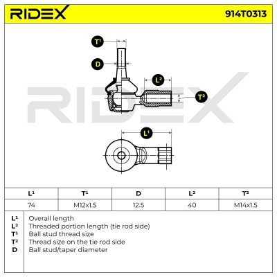 Końcówka drążka kierowniczego RIDEX 914T0313 914T0313 - foto 5