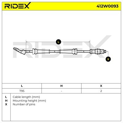 Czujnik ABS RIDEX 412W0093 412W0093 - foto 6
