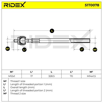 Drążek kierowniczy RIDEX 51T0078 51T0078 - foto 5