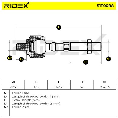 Drążek kierowniczy RIDEX 51T0088 51T0088 - foto 9