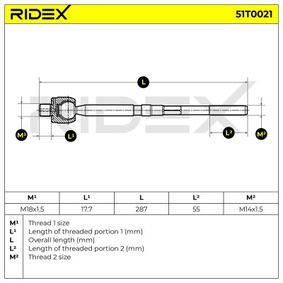 Drążek kierowniczy RIDEX 51T0021 51T0021 - foto 5