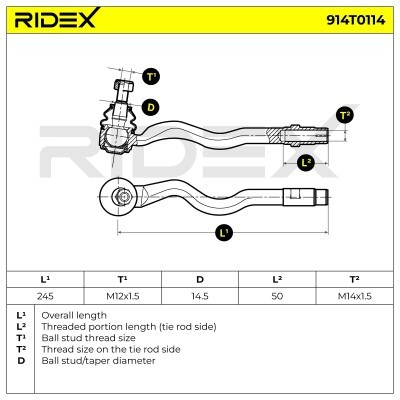 Końcówka drążka kierowniczego RIDEX 914T0114 914T0114 - foto 6