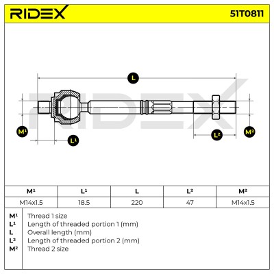 Drążek kierowniczy RIDEX 51T0811 51T0811 - foto 5