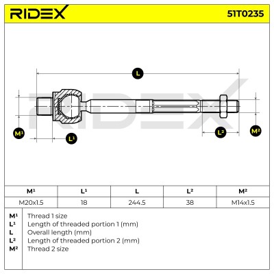 Drążek kierowniczy RIDEX 51T0235 51T0235 - foto 6