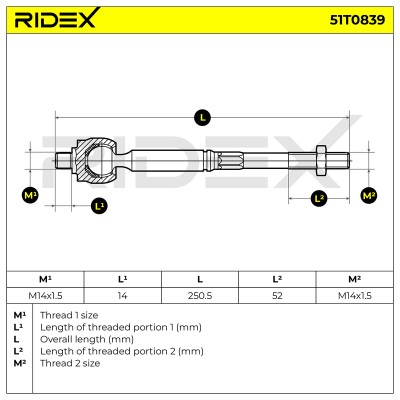 Drążek kierowniczy RIDEX 51T0839 51T0839 - foto 5