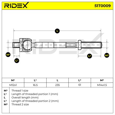 Drążek kierowniczy RIDEX 51T0009 51T0009 - foto 5