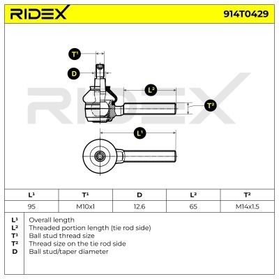 Końcówka drążka kierowniczego RIDEX 914T0429 914T0429 - foto 4