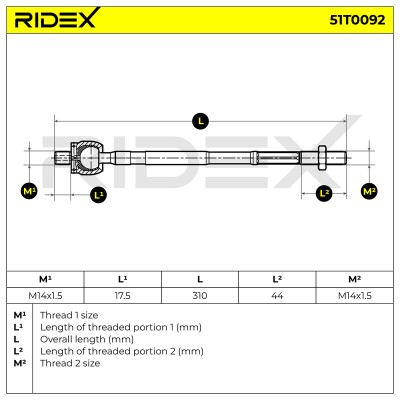 Drążek kierowniczy RIDEX 51T0092 51T0092 - foto 5