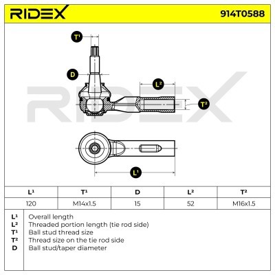 Końcówka drążka kierowniczego RIDEX 914T0588 914T0588 - foto 5