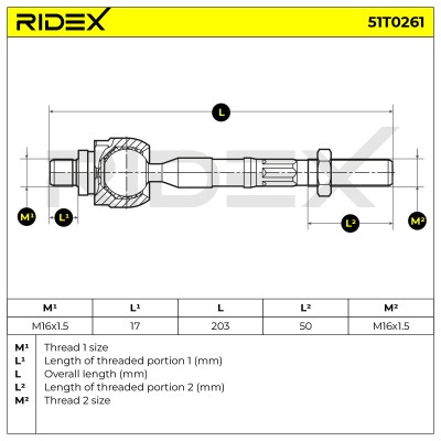 Drążek kierowniczy RIDEX 51T0261 51T0261 - foto 7