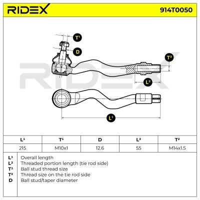 Końcówka drążka kierowniczego RIDEX 914T0050 914T0050 - foto 3