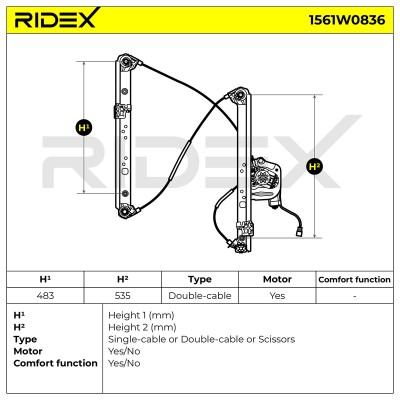 Podnośnik szyby RIDEX 1561W0836 1561W0836 - foto 7