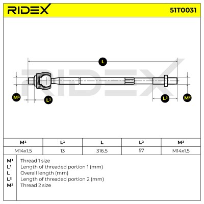 Drążek kierowniczy RIDEX 51T0031 51T0031 - foto 6
