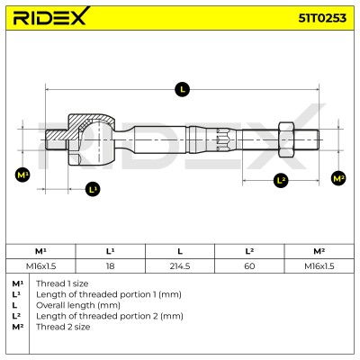 Drążek kierowniczy RIDEX 51T0253 51T0253 - foto 5