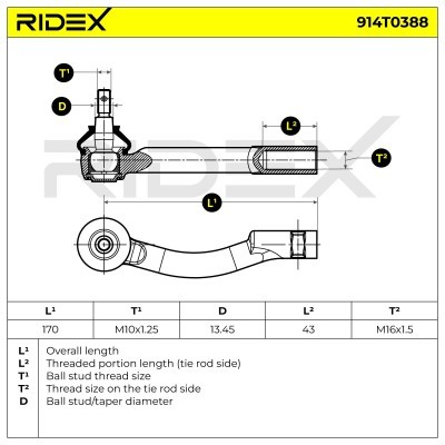 Końcówka drążka kierowniczego RIDEX 914T0388 914T0388 - foto 5