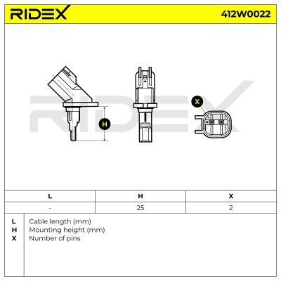 Czujnik ABS RIDEX 412W0022 412W0022 - foto 6