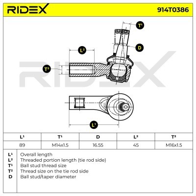 Końcówka drążka kierowniczego RIDEX 914T0386 914T0386 - foto 6