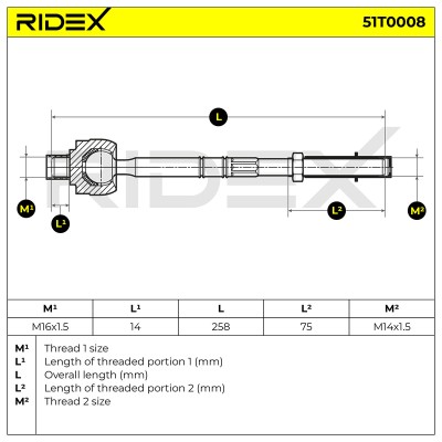 Drążek kierowniczy RIDEX 51T0008 51T0008 - foto 5