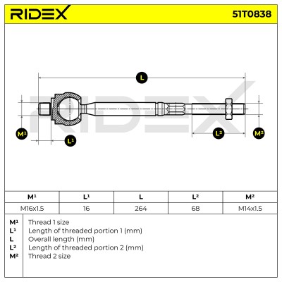 Drążek kierowniczy RIDEX 51T0838 51T0838 - foto 5