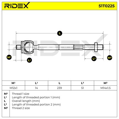 Drążek kierowniczy RIDEX 51T0225 51T0225 - foto 5