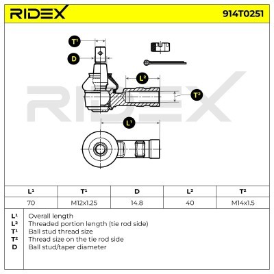 Końcówka drążka kierowniczego RIDEX 914T0251 914T0251 - foto 5
