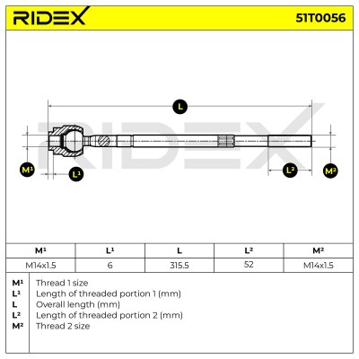 Drążek kierowniczy RIDEX 51T0056 51T0056 - foto 5