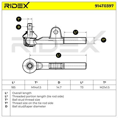 Końcówka drążka kierowniczego RIDEX 914T0397 914T0397 - foto 5